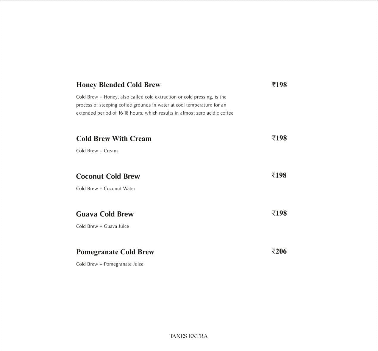 Roastery coffee house ! Kolkata menu