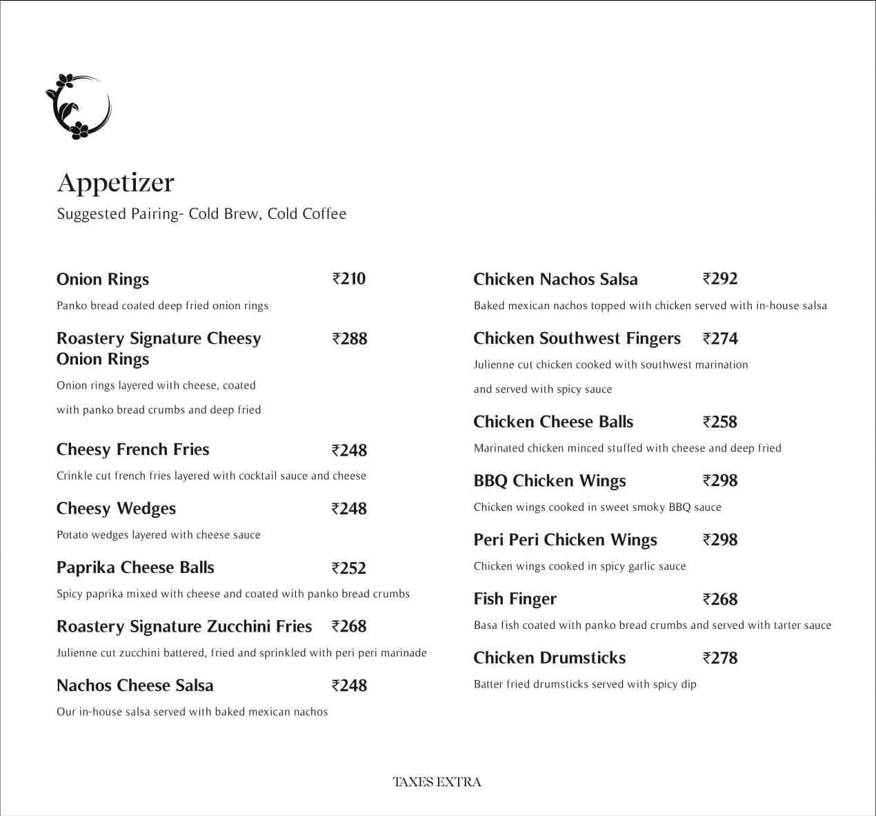 Roastery coffee house ! Kolkata menu