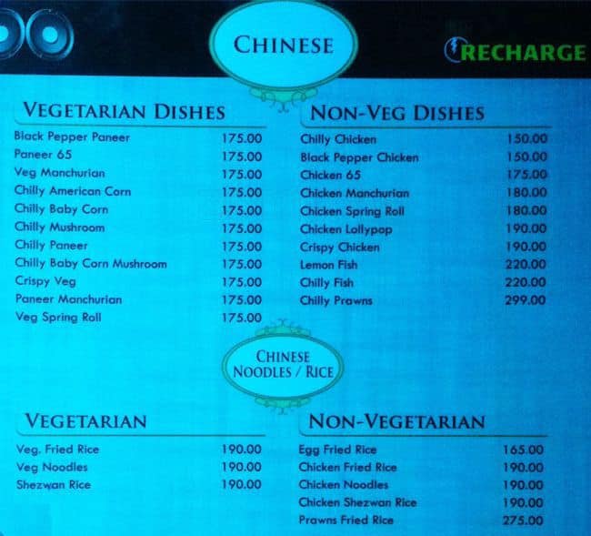 Menu at Recharge Bar And Restaurent, Nagpur