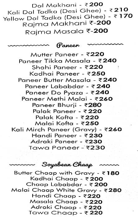 Veggie’s Kitchen menu