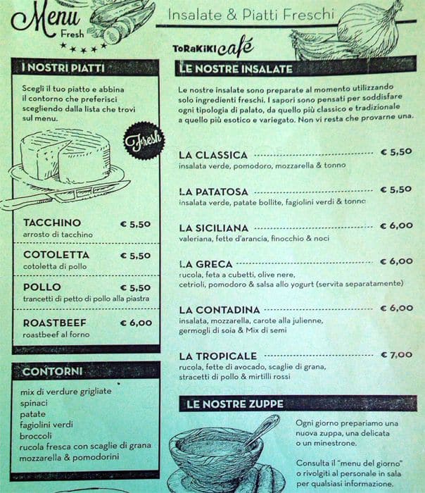 Menu di Torakiki Caffè 