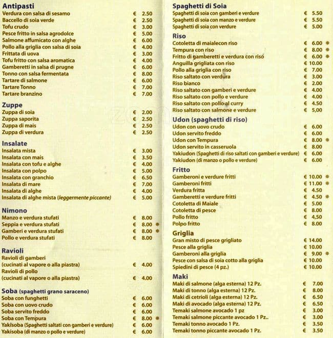 Menu di Tsuru - Sushi All'Osteria 