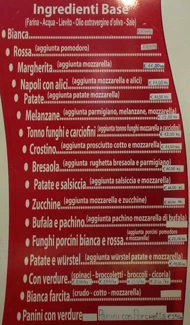 Menu di Forno Ferrari 