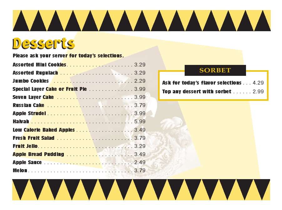 Menu at Ben's Kosher Delicatessen Restaurant & Caterers, Boca Raton