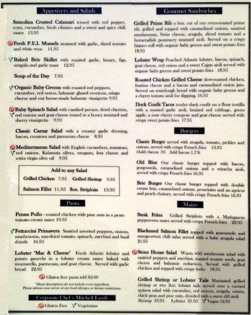 Stonehouse Menu, Menu for Stonehouse, Burlington, Toronto Urbanspoon