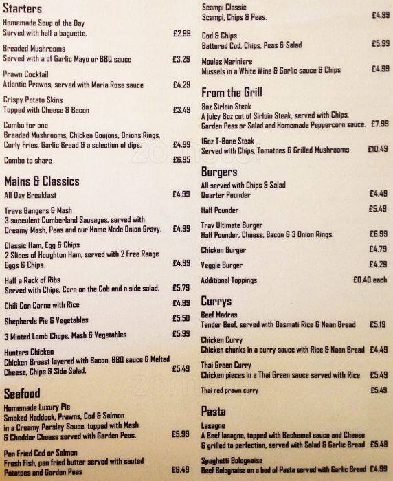the travellers club london menu