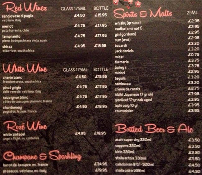 Menu at Bonsai Bar Bistro, Edinburgh, 46 W Richmond St