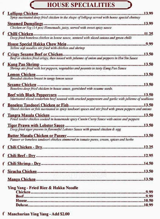 Menu at Asian Wok 'n' Roll restaurant, Mississauga, Derry Rd E