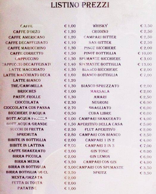 Menu di Bar Tabacchi Mergan - Partner Elfbar 