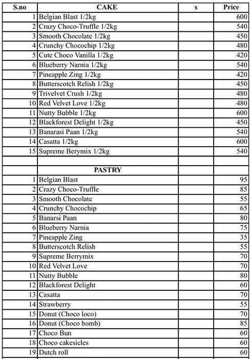 S.SONS (SABHARWAL'S) Bakery & Convenience Store menu