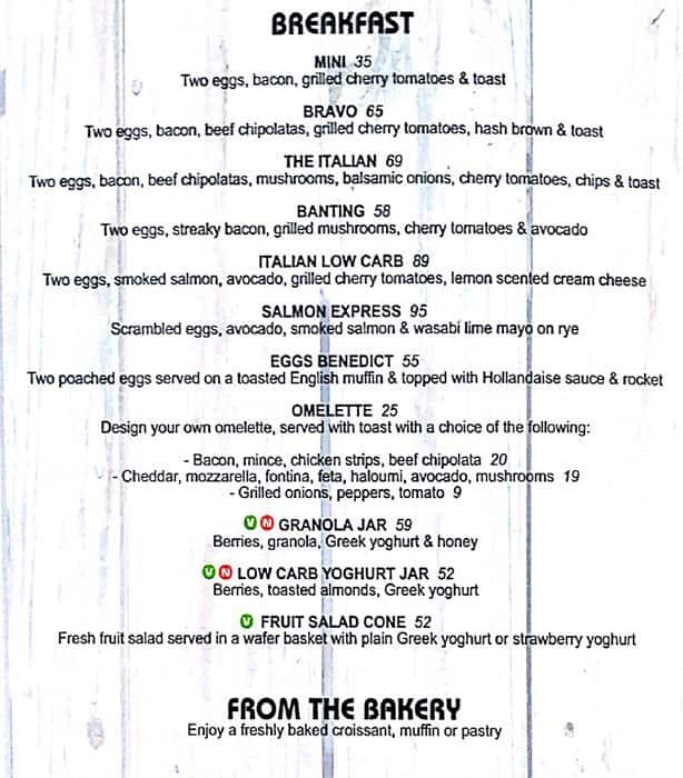 Piccolo Famili Kitchen menu, Menu restauracji Piccolo Famili Kitchen