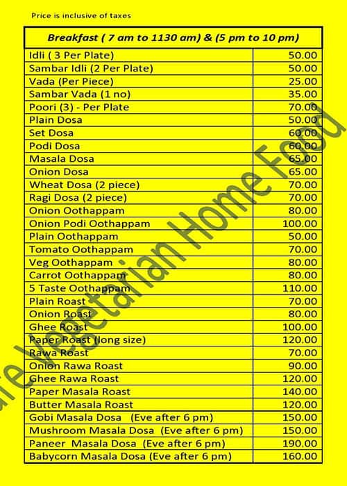Menu of Hotel Lunch Box, ITPL Main Road, Whitefield, Bangalore