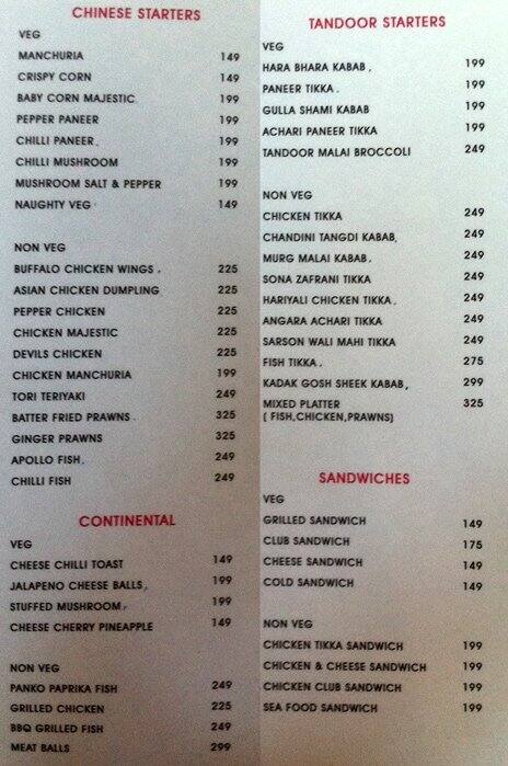 Xtreme Sports Bar menu