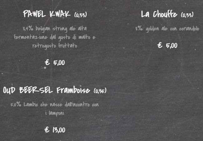Menu di Officina Birra 
