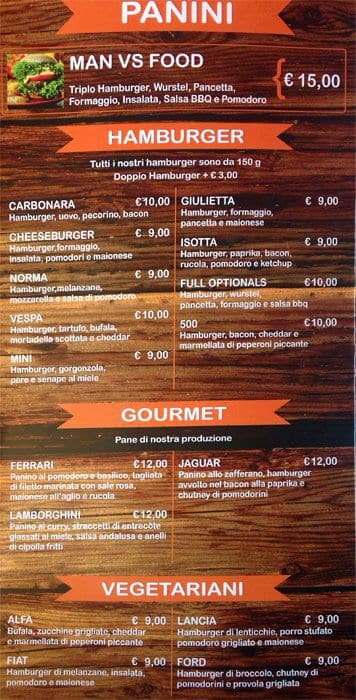 Menu di Officina Birra 