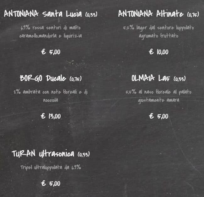 Menu di Officina Birra 