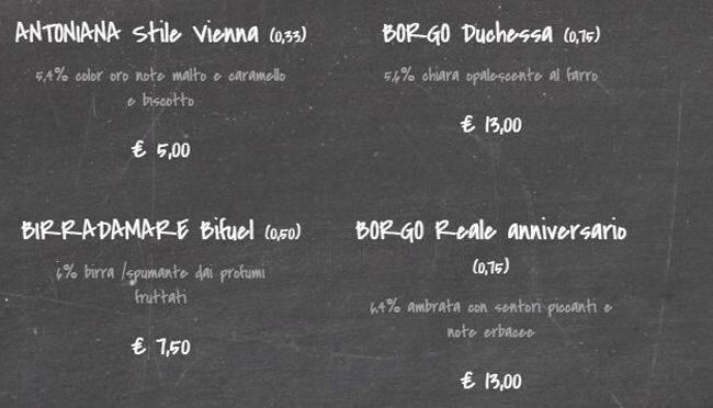 Menu di Officina Birra 