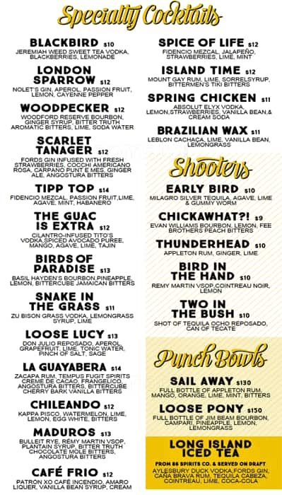 Blackbird Ordinary Menu Menu Para Blackbird Ordinary Downtown Miami Miami