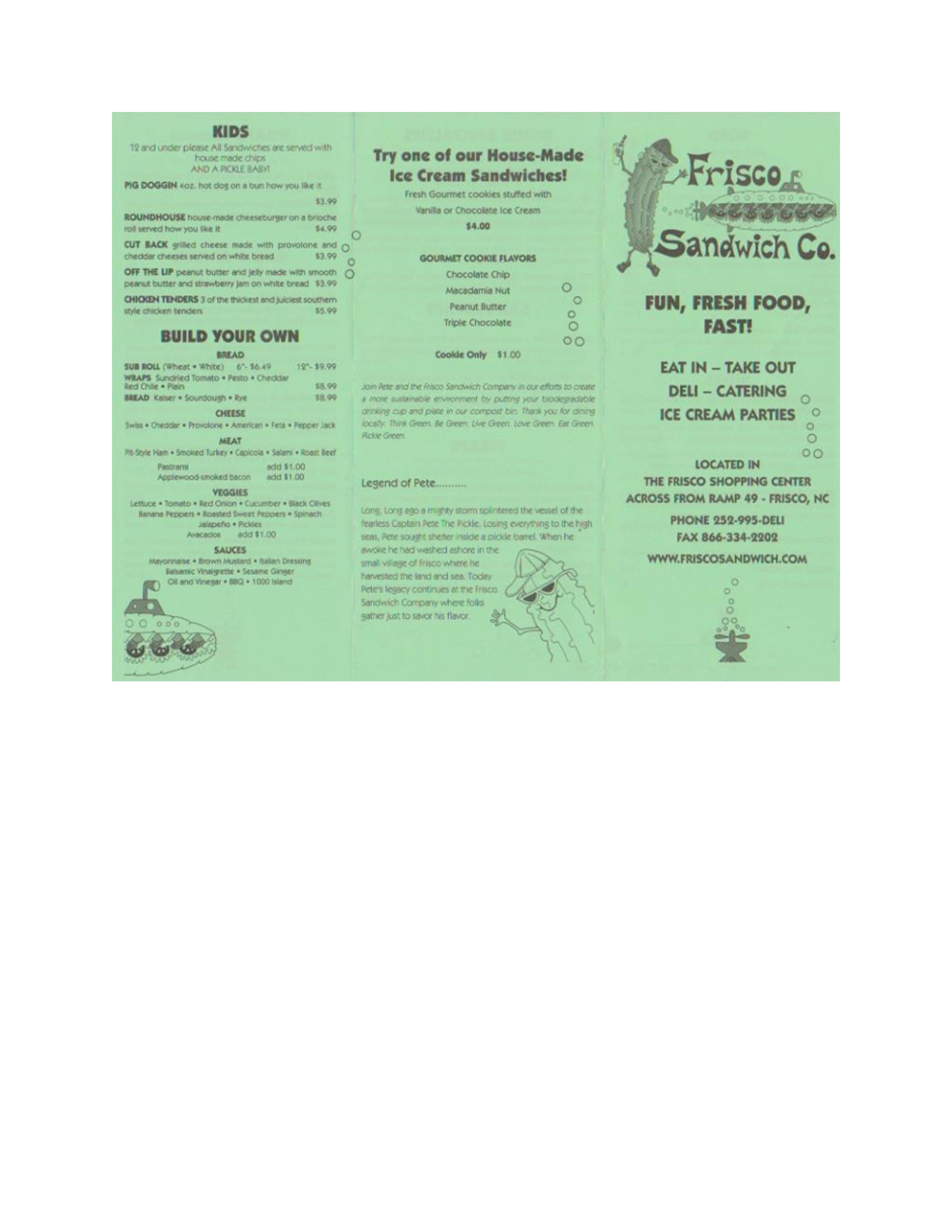 Menu at Frisco Sandwich Co BBQ, Frisco