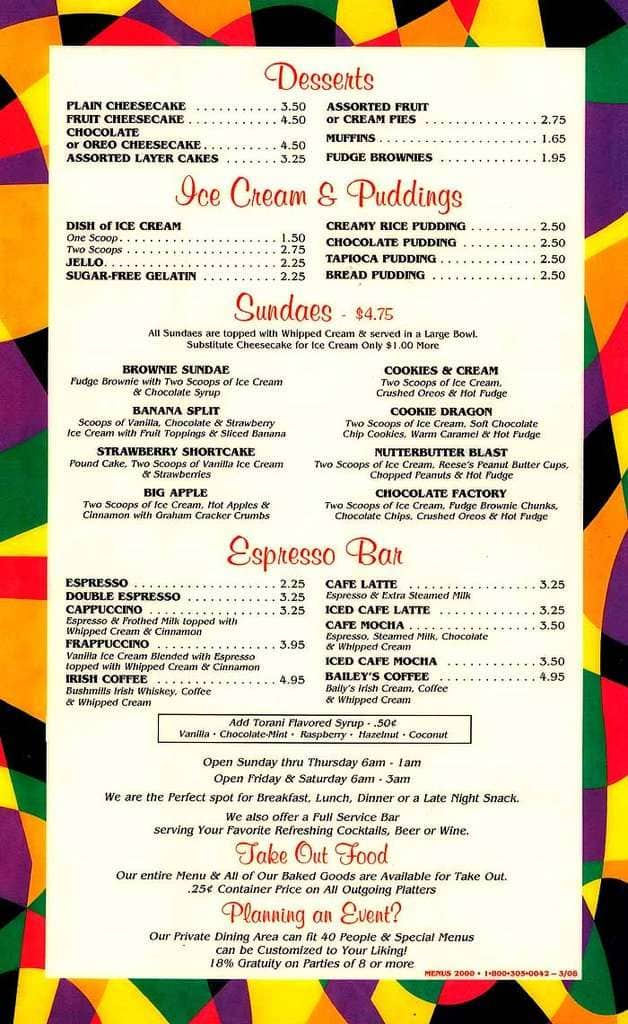 Kings Valley Diner menu