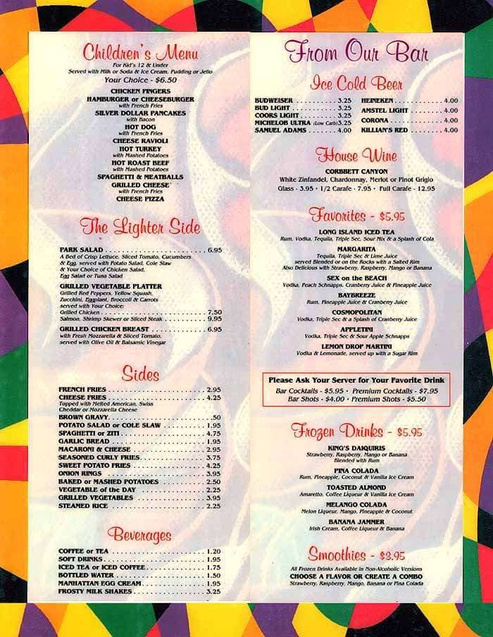 Kings Valley Diner menu