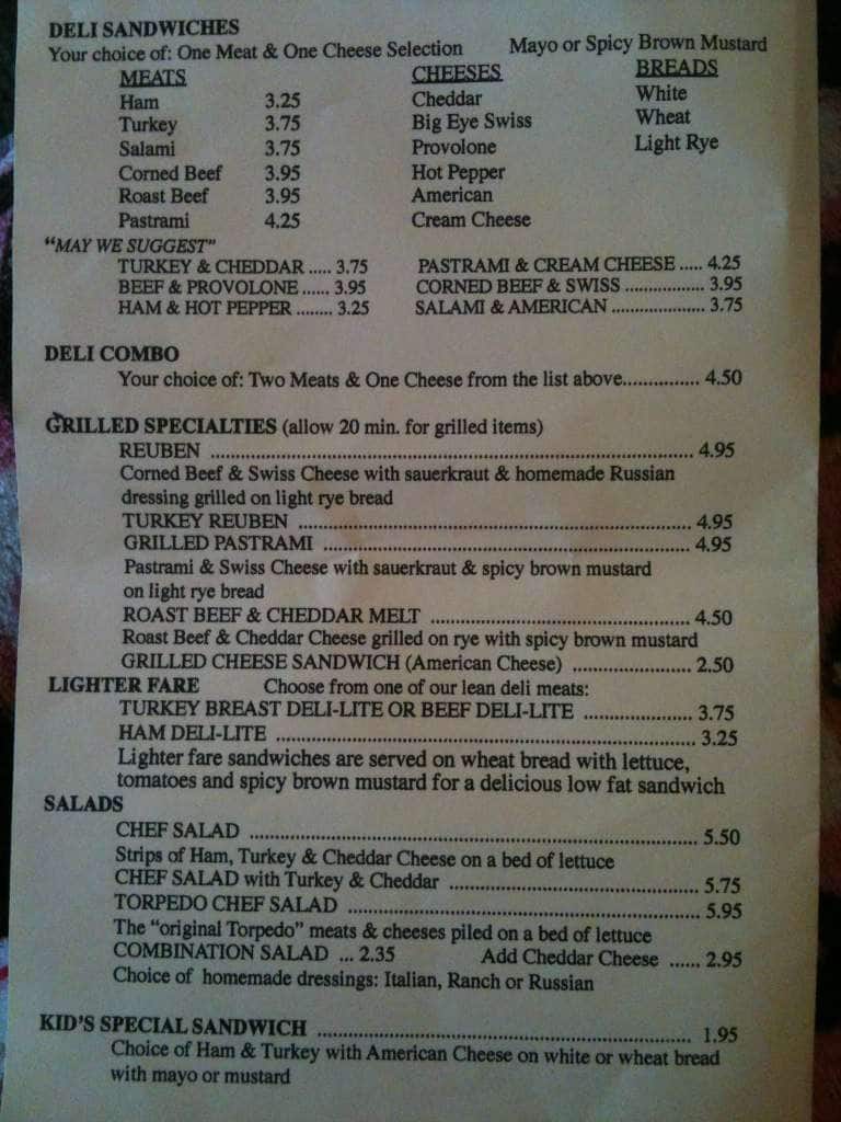 Menu at Marek's Catering & Delicatessen restaurant, Saint Joseph