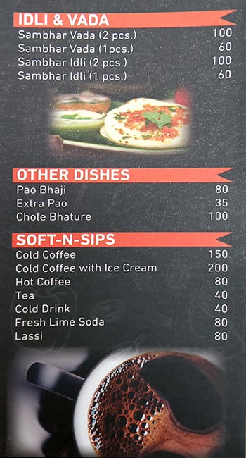 Moti Mahal menu