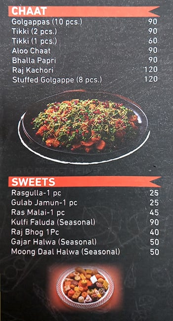 Moti Mahal menu