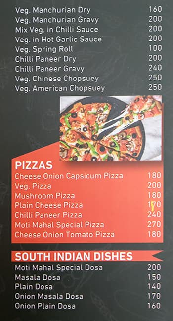 Moti Mahal menu
