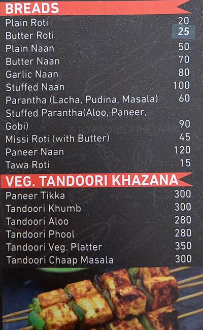 Moti Mahal menu