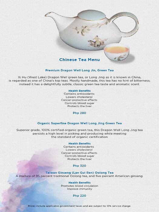 China Blue By Jereme Leung Conrad Manila Menu