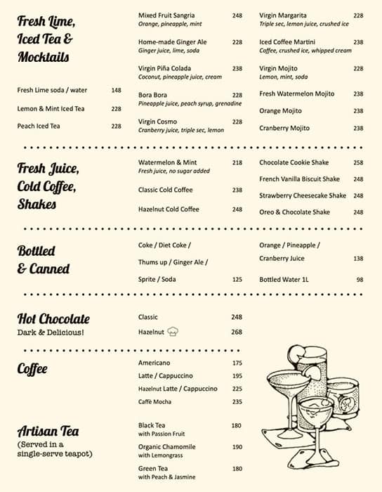 Menu at The Pizza Bakery, Bengaluru, Coconut Grove