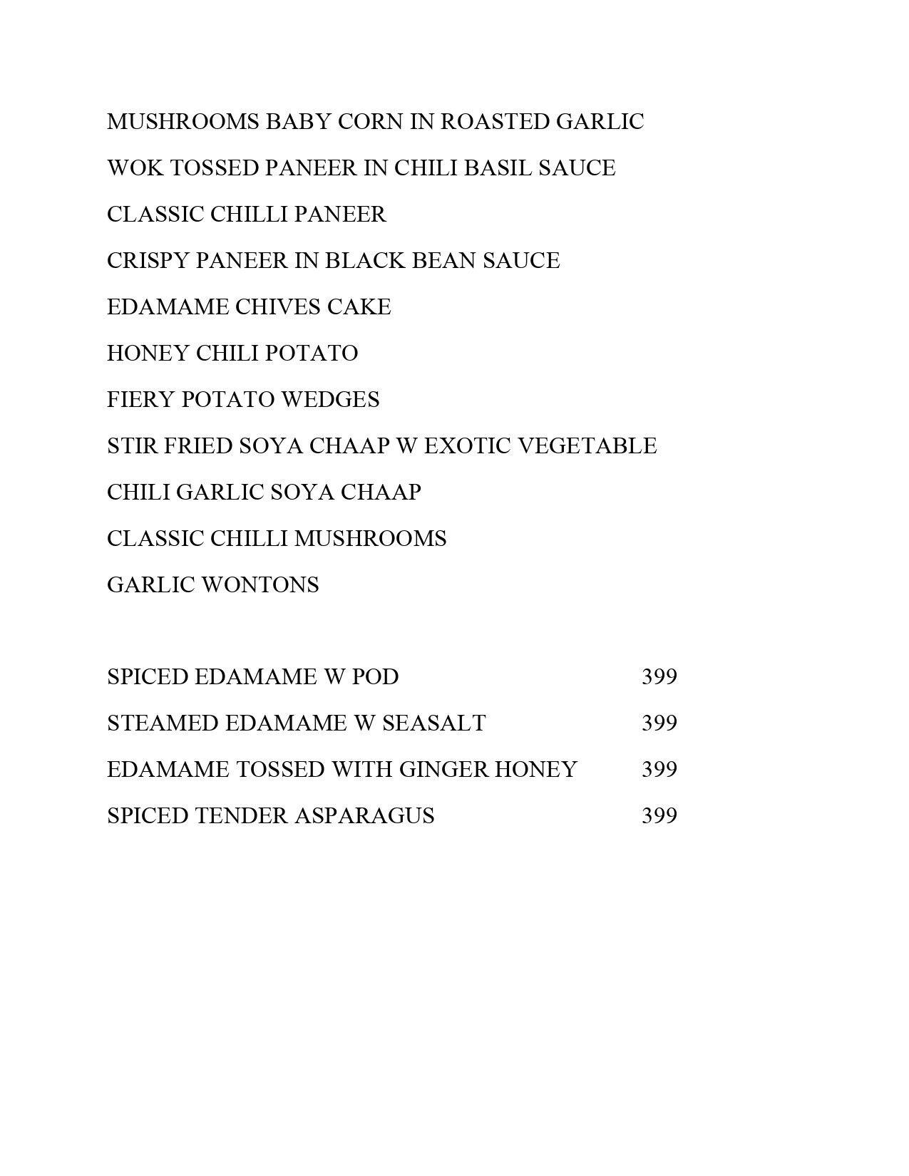 Menu at YAMAZAKI PanAsian Cuisine, Nagpur