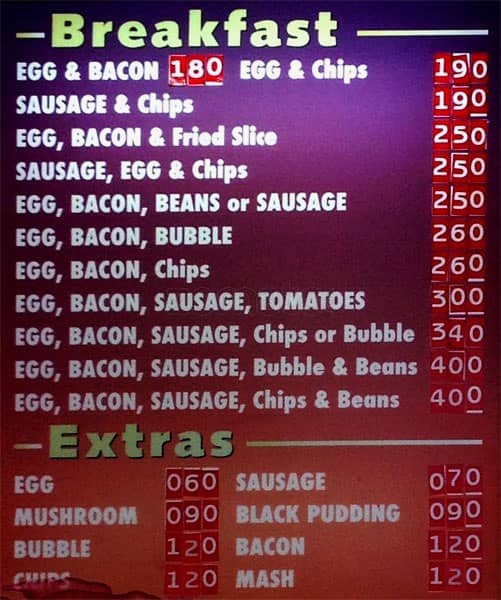 Menu at Mayday Cafe, Croydon, 355 London Rd
