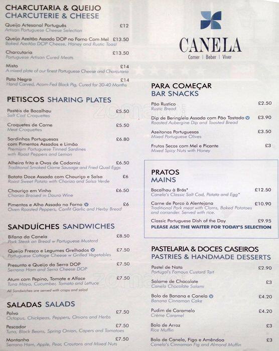 Canela Menu, Menu for Canela, Covent Garden, London Zomato UK
