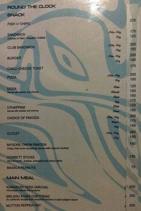Turquoise Restaurant menu