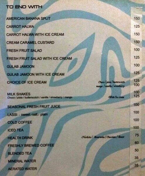 Turquoise Restaurant menu