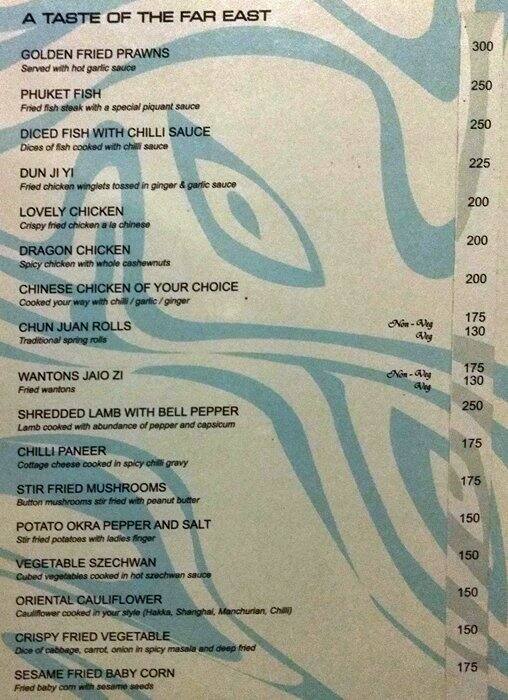Turquoise Restaurant menu