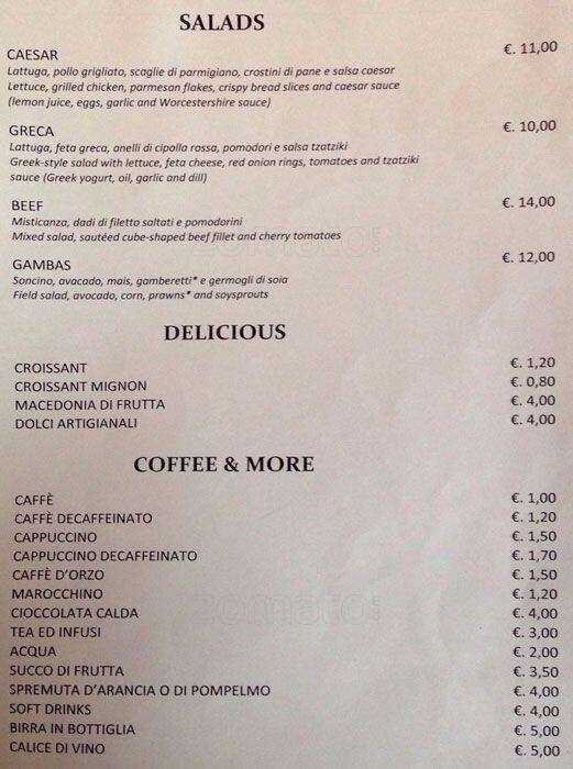 Menu di Circle Milano 