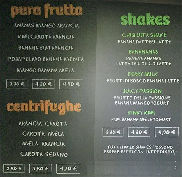 Menu di Chiquita Fruit Bar 