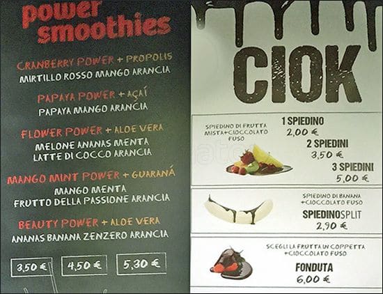 Menu di Chiquita Fruit Bar 