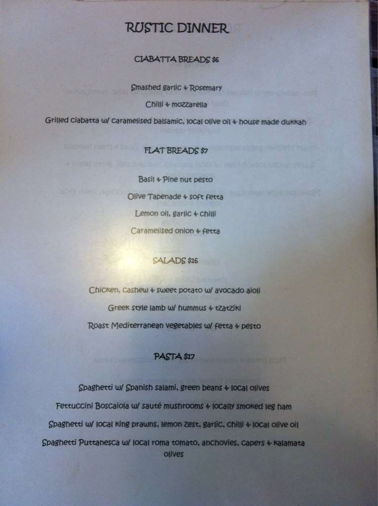 Carta de Rustic Table
