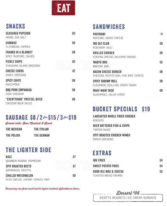 Menu at Independence Beer Garden BBQ, Philadelphia