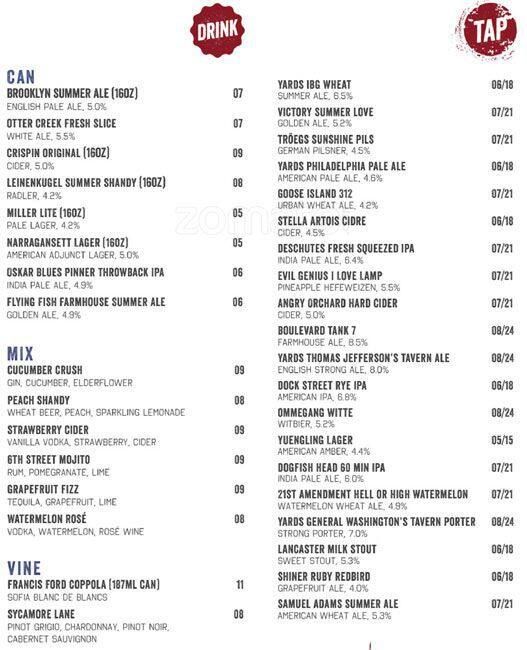 Menu at Independence Beer Garden BBQ, Philadelphia