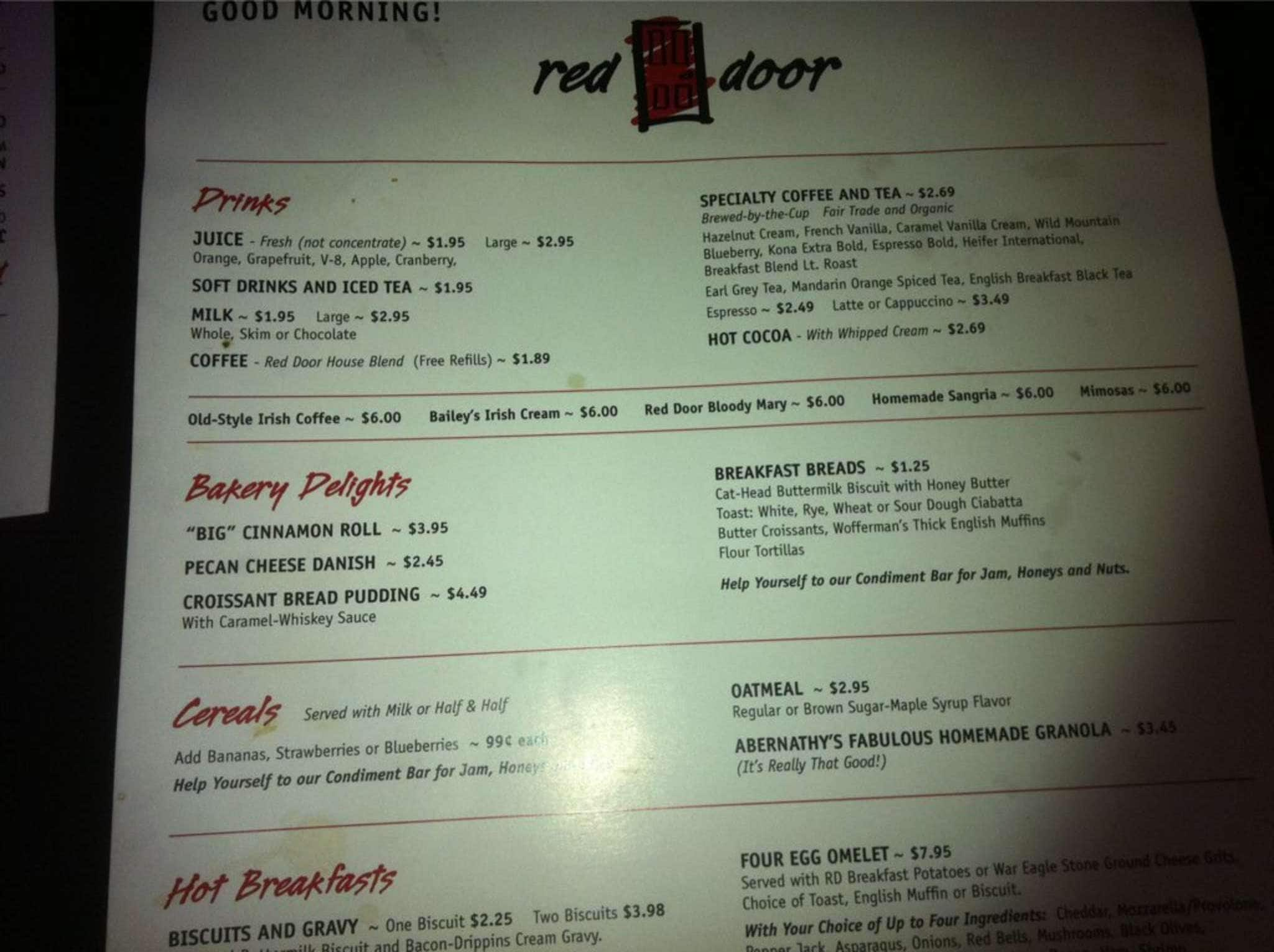 Red Door Menu Menu For Red Door Little Rock Little Rock