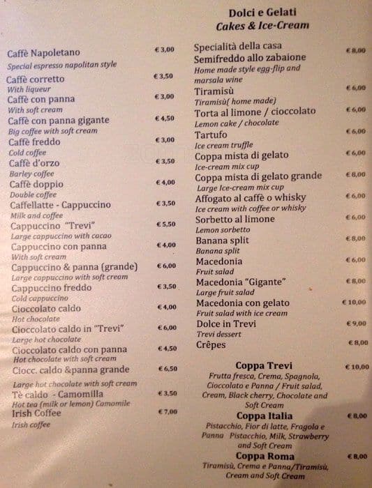 Menu de Pizza in Trevi