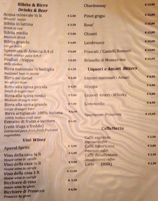 Menu de Pizza in Trevi