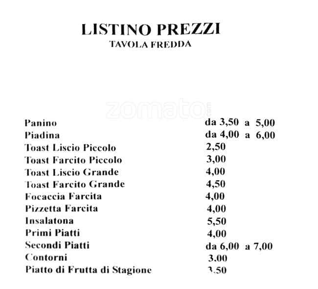 Menu di Bar Chez Yvonne 