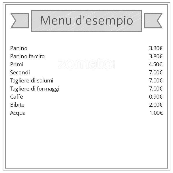Menu di Panetteria Caffetteria Pasticceria 