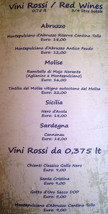Menu di Ristorante La Nocetta 